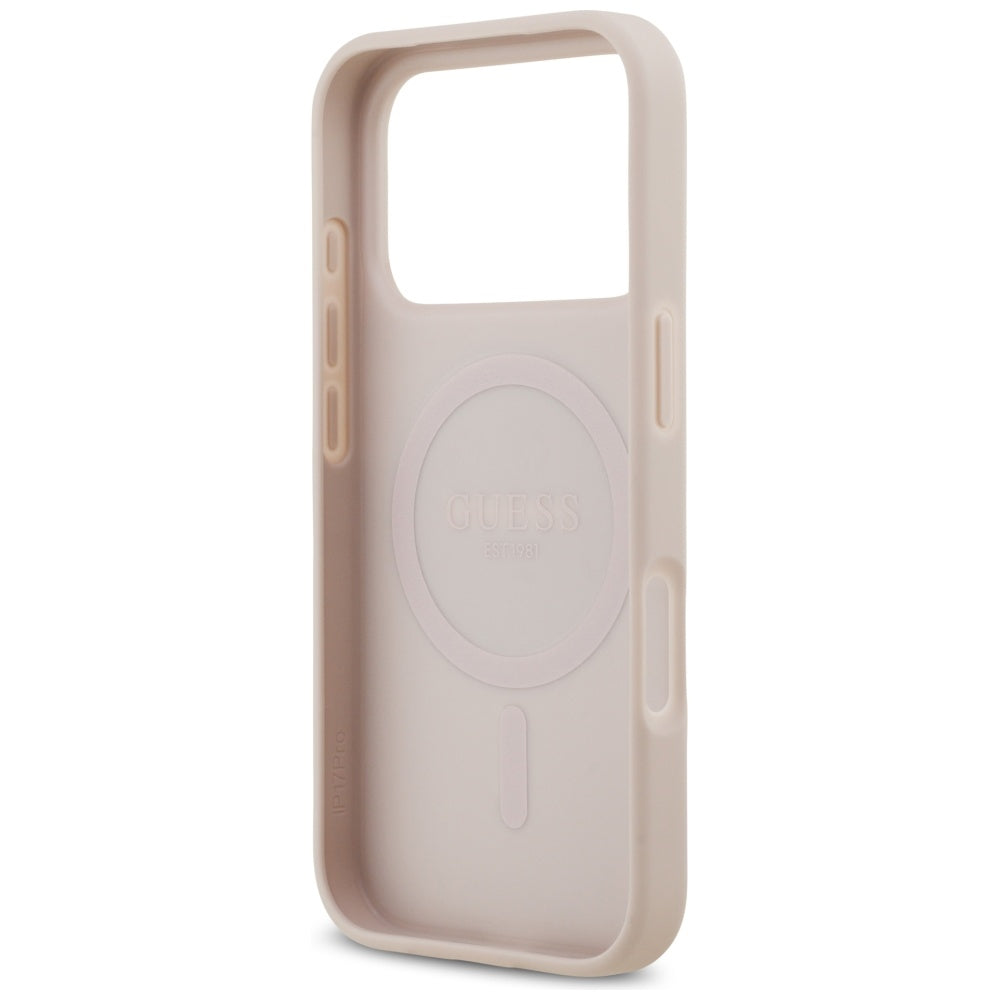 Guess 4G Circle Classic Logo MagSafe Dėklas, skirtas iPhone 17 Pro – rožinė