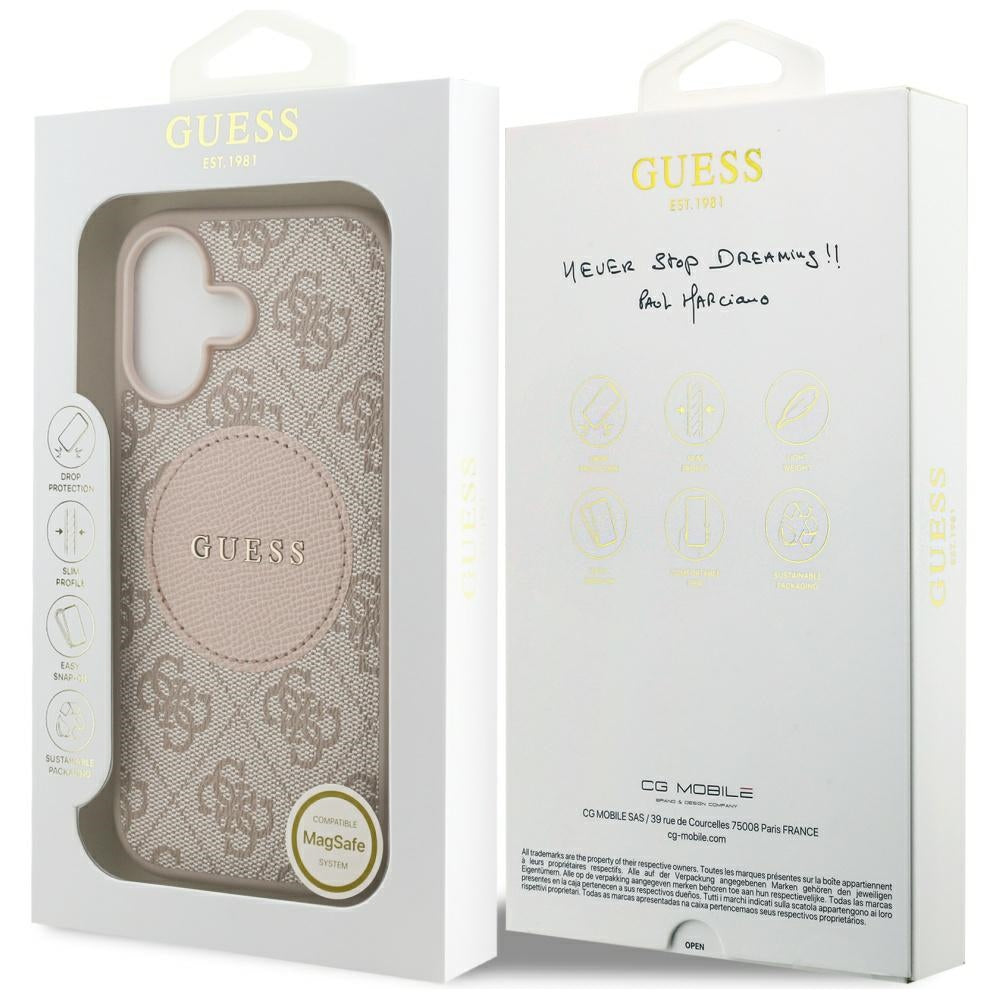 Guess 4G Circle Classic Logo MagSafe dėklas iPhone 17 - Rožinis -- iPhone 17
