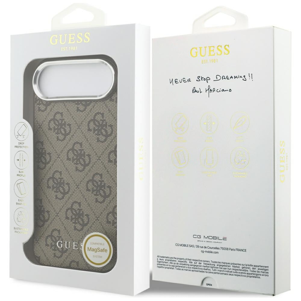 Guess 4G Klasikinis logotipas MagSafe Dėklas, skirtas iPhone Air - rudas