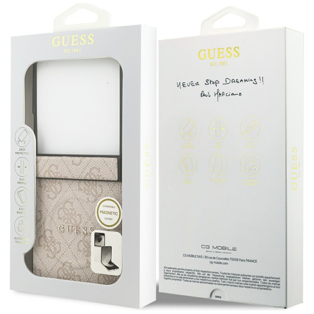 Guess MagSafe dėklas Galaxy Z Flip7 – rožinis