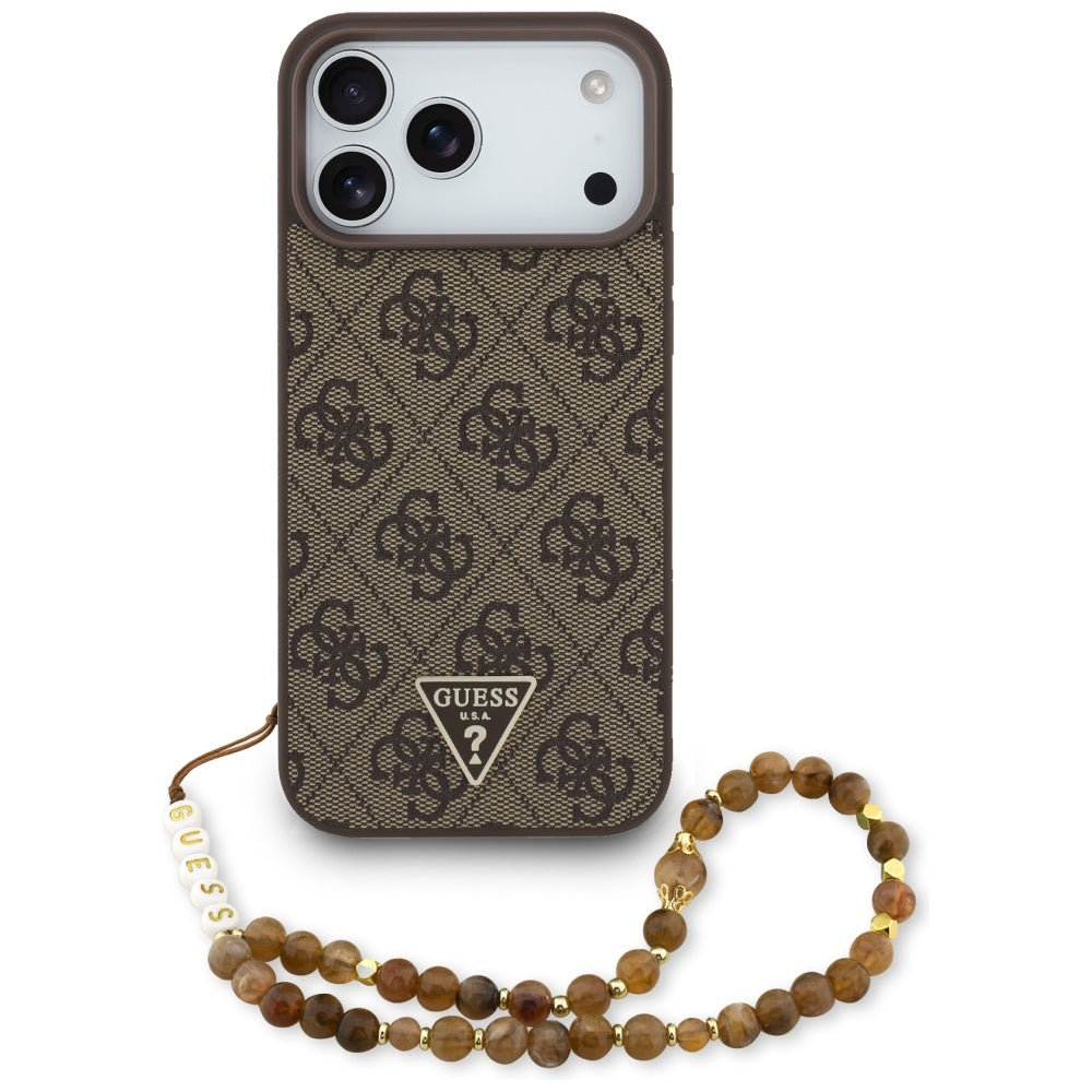 Guess 4G Strap Triangle Logo MagSafe dėklas iPhone 17 Pro Max - rudas -- iPhone 17 Pro Max
