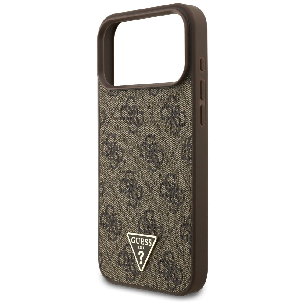 Guess 4G Strap Triangle Logo MagSafe dėklas iPhone 17 Pro Max - rudas -- iPhone 17 Pro Max