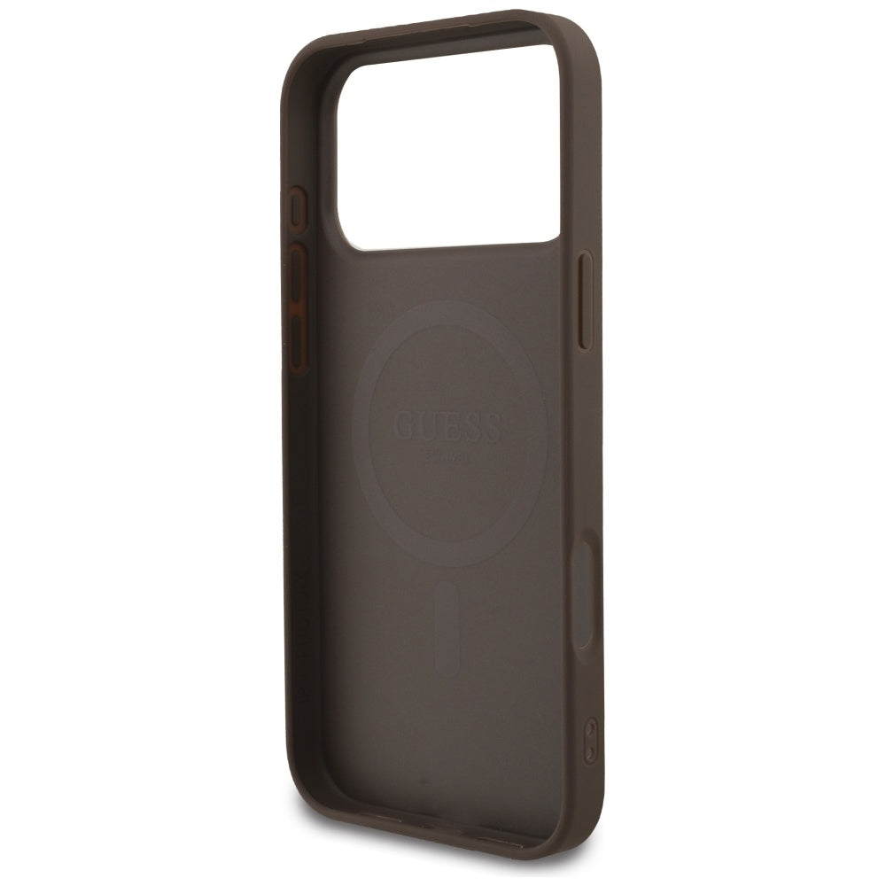 Guess 4G Strap Triangle Logo MagSafe dėklas iPhone 17 Pro Max - rudas -- iPhone 17 Pro Max