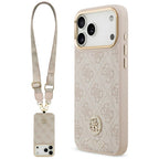 Guess 4G Strass Logo & Big Strap Metal Buttons MagSafe dėklas iPhone 17 Pro Max - rožinis -- iPhone 17 Pro Max