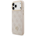 Guess 4G Strass Logo & Big Strap Metal Buttons MagSafe dėklas iPhone 17 Pro Max - rožinis -- iPhone 17 Pro Max