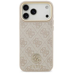 Guess 4G Strass Logo & Big Strap Metal Buttons MagSafe dėklas iPhone 17 Pro Max - rožinis -- iPhone 17 Pro Max
