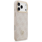 Guess 4G Strass Logo & Big Strap Metal Buttons MagSafe dėklas iPhone 17 Pro Max - rožinis -- iPhone 17 Pro Max