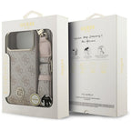 Guess 4G Strass Logo & Big Strap Metal Buttons MagSafe dėklas iPhone 17 Pro Max - rožinis -- iPhone 17 Pro Max