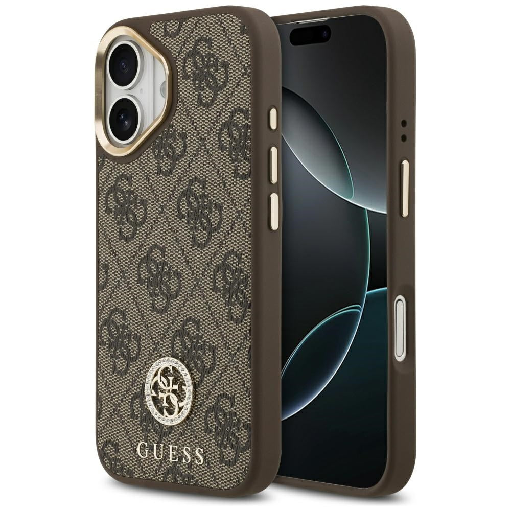 Guess 4G Strass Logo MagSafe dėklas iPhone 17 - rudas