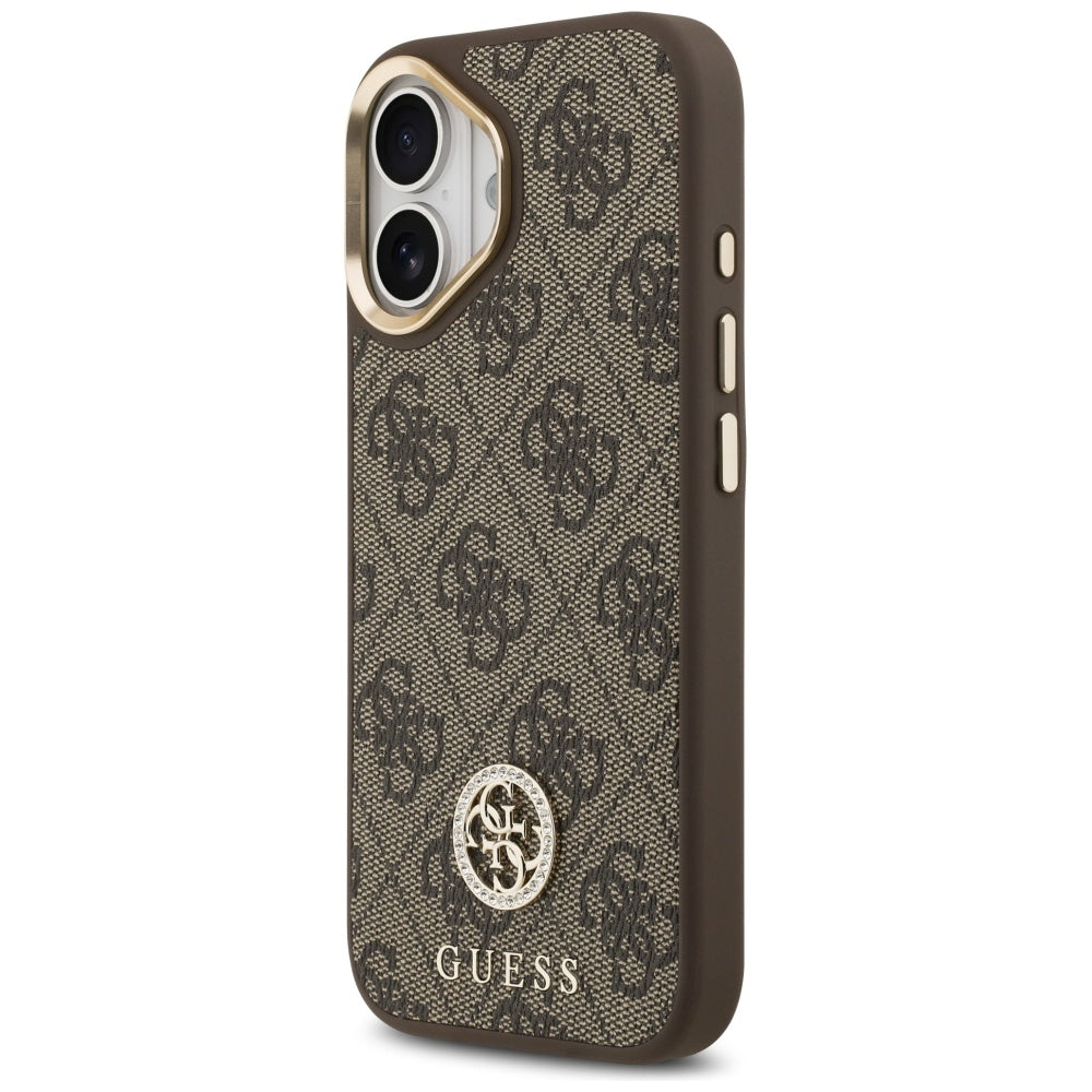 Guess 4G Strass Logo MagSafe dėklas iPhone 17 - rudas