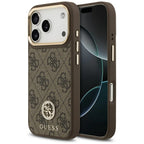 Guess 4G Strass Logo MagSafe dėklas, skirtas iPhone 17 Pro - ruda