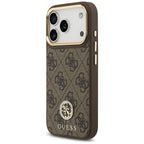 Guess 4G Strass Logo MagSafe dėklas, skirtas iPhone 17 Pro - ruda