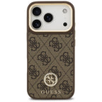 Guess 4G Strass Logo MagSafe dėklas, skirtas iPhone 17 Pro - ruda