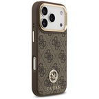 Guess 4G Strass Logo MagSafe dėklas, skirtas iPhone 17 Pro - ruda