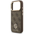 Guess 4G Strass Logo MagSafe dėklas, skirtas iPhone 17 Pro - ruda