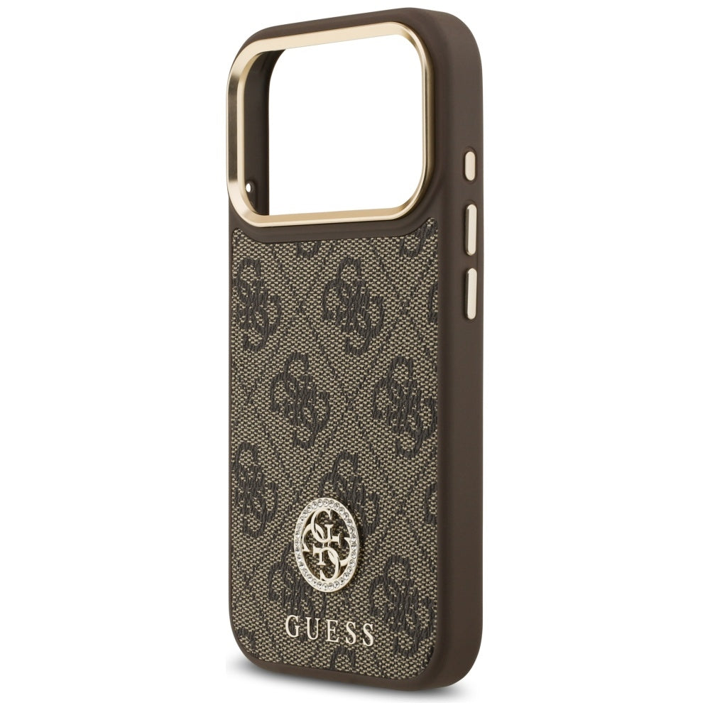Guess 4G Strass Logo MagSafe dėklas, skirtas iPhone 17 Pro - ruda
