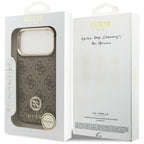 Guess 4G Strass Logo MagSafe dėklas, skirtas iPhone 17 Pro - ruda