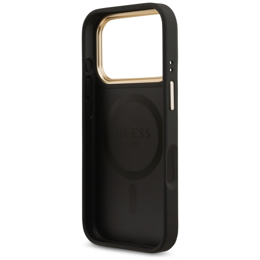 Guess 4G Strass Logo MagSafe dėklas iPhone 17 Pro - juodas