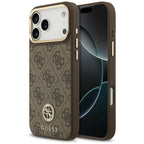 Guess 4G Strass Logo MagSafe Dėklas, skirtas iPhone 17 Pro Max - ruda
