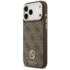 Guess 4G Strass Logo MagSafe Dėklas, skirtas iPhone 17 Pro Max - ruda