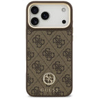 Guess 4G Strass Logo MagSafe Dėklas, skirtas iPhone 17 Pro Max - ruda
