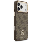 Guess 4G Strass Logo MagSafe Dėklas, skirtas iPhone 17 Pro Max - ruda