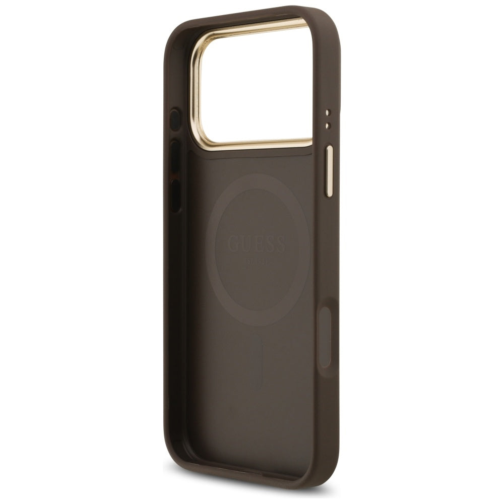 Guess 4G Strass Logo MagSafe Dėklas, skirtas iPhone 17 Pro Max - ruda