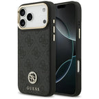 Guess 4G Strass Logo MagSafe Dėklas, skirtas iPhone 17 Pro Max – juodas