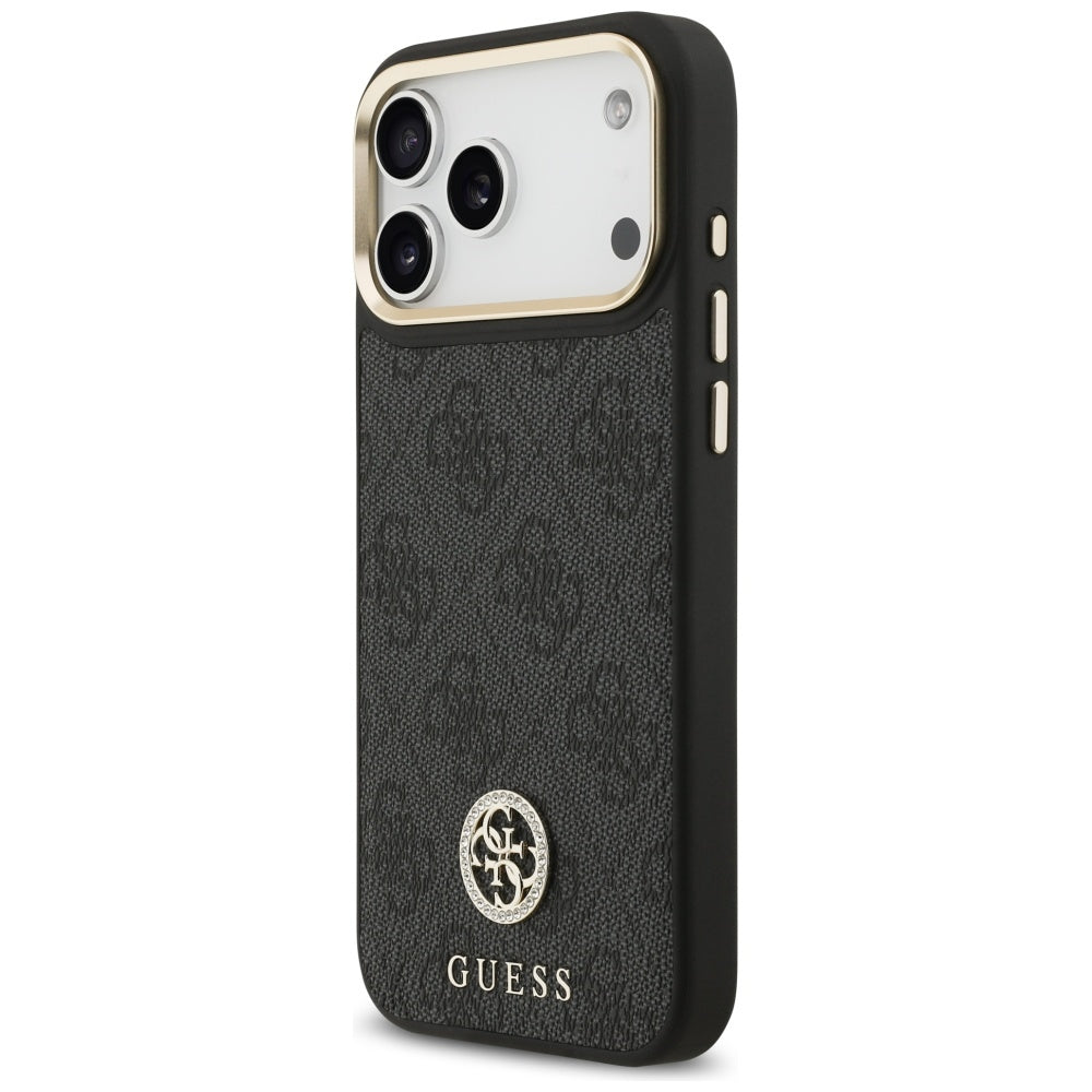Guess 4G Strass Logo MagSafe Dėklas, skirtas iPhone 17 Pro Max – juodas