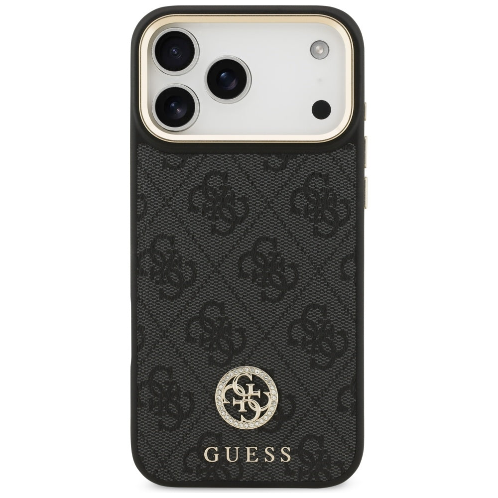 Guess 4G Strass Logo MagSafe Dėklas, skirtas iPhone 17 Pro Max – juodas