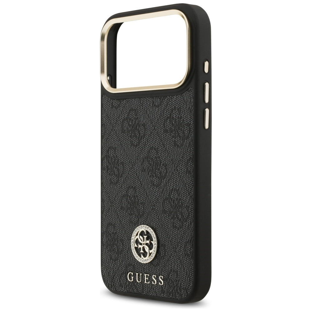 Guess 4G Strass Logo MagSafe Dėklas, skirtas iPhone 17 Pro Max – juodas