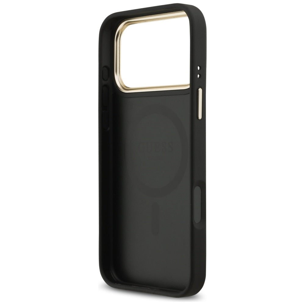 Guess 4G Strass Logo MagSafe Dėklas, skirtas iPhone 17 Pro Max – juodas