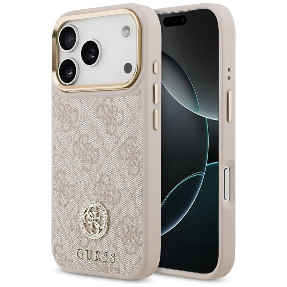 Guess 4G Strass Logo MagSafe Dėklas, skirtas iPhone 17 Pro – rožinė