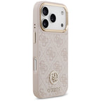 Guess 4G Strass Logo MagSafe Dėklas, skirtas iPhone 17 Pro – rožinė