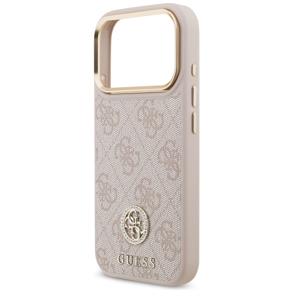Guess 4G Strass Logo MagSafe Dėklas, skirtas iPhone 17 Pro – rožinė
