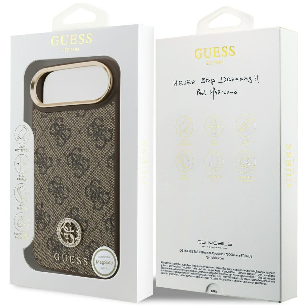 Guess 4G Strass Logo MagSafe Dėklas, skirtas iPhone Air – rudas