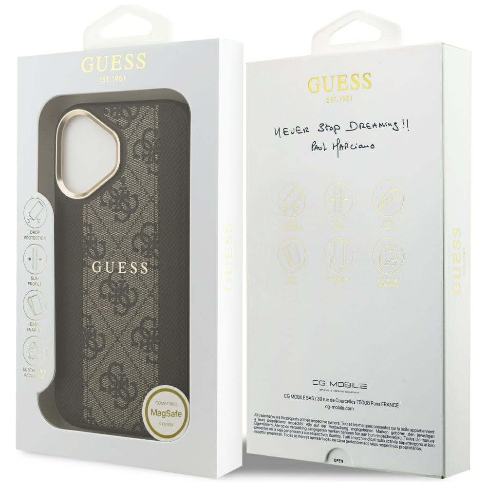 Guess 4G Stripe MagSafe dėklas iPhone 17 - rudas