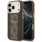 Guess 4G Stripe MagSafe dėklas, skirtas iPhone 17 Pro - ruda