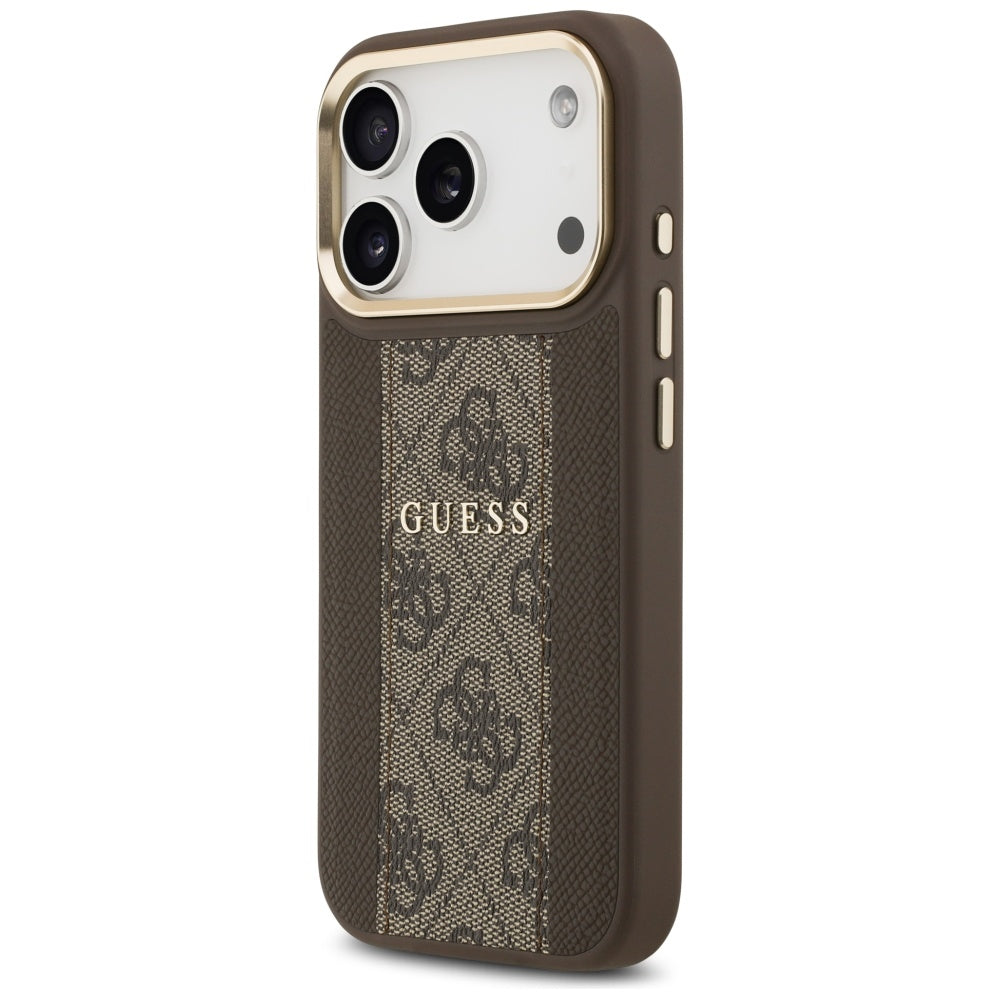 Guess 4G Stripe MagSafe dėklas, skirtas iPhone 17 Pro - ruda