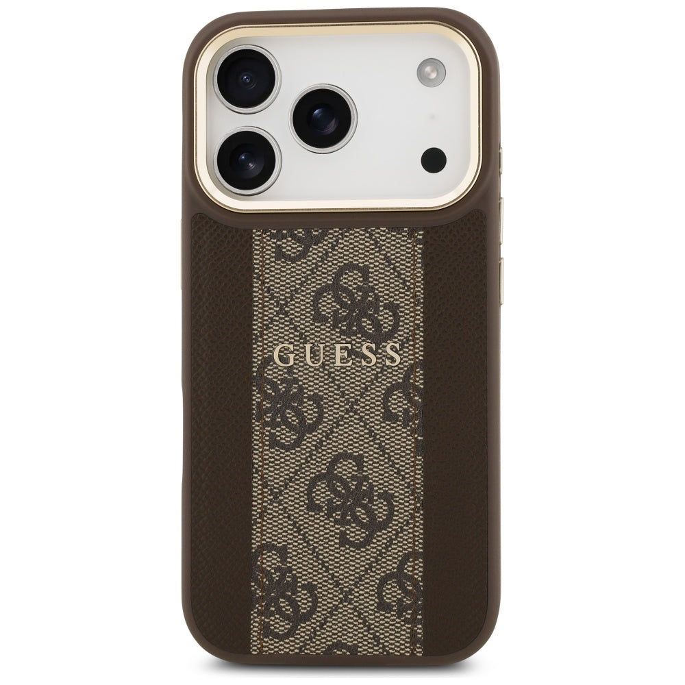 Guess 4G Stripe MagSafe dėklas, skirtas iPhone 17 Pro - ruda