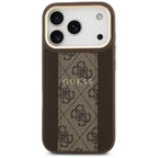 Guess 4G Stripe MagSafe dėklas, skirtas iPhone 17 Pro - ruda
