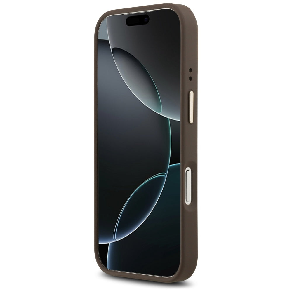 Guess 4G Stripe MagSafe dėklas, skirtas iPhone 17 Pro - ruda