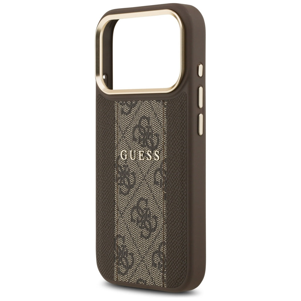 Guess 4G Stripe MagSafe dėklas, skirtas iPhone 17 Pro - ruda