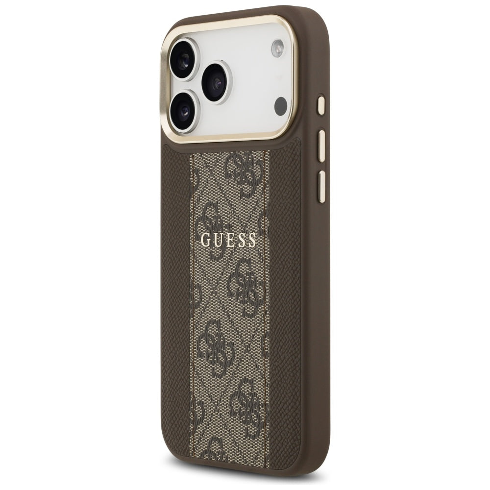 Guess 4G Stripe MagSafe dėklas iPhone 17 Pro Max - rudas -- iPhone 17 Pro Max