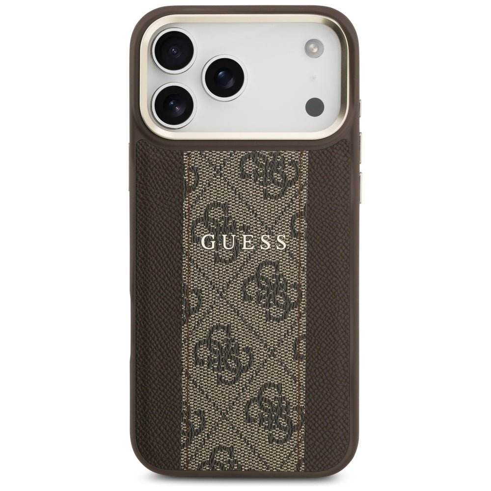 Guess 4G Stripe MagSafe dėklas iPhone 17 Pro Max - rudas -- iPhone 17 Pro Max