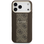 Guess 4G Stripe MagSafe dėklas iPhone 17 Pro Max - rudas -- iPhone 17 Pro Max