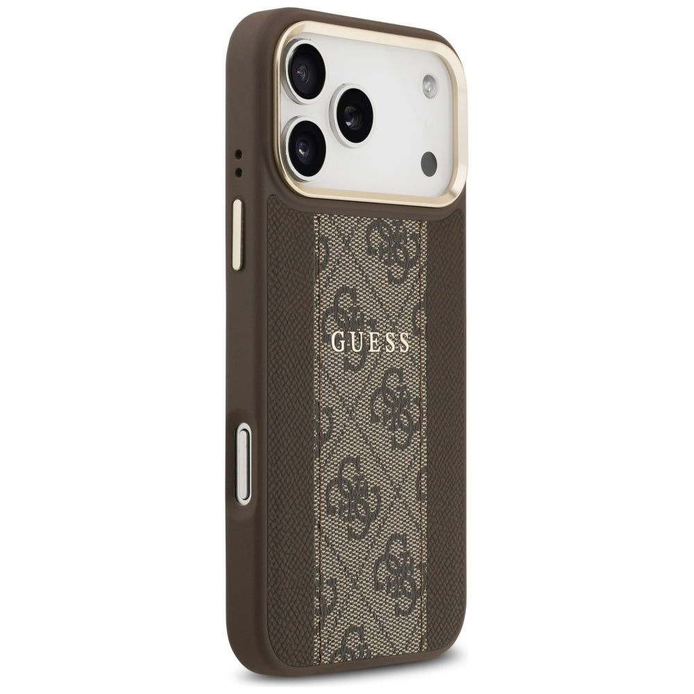 Guess 4G Stripe MagSafe dėklas iPhone 17 Pro Max - rudas -- iPhone 17 Pro Max