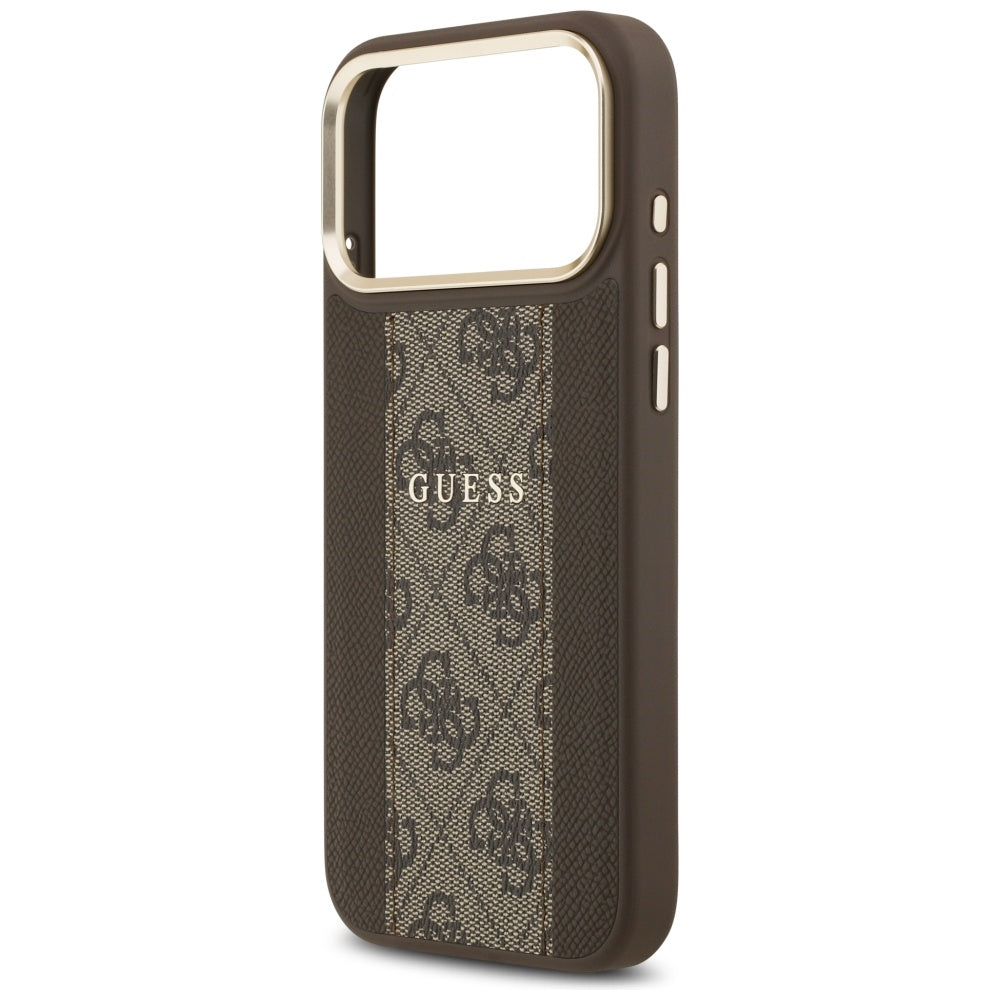 Guess 4G Stripe MagSafe dėklas iPhone 17 Pro Max - rudas -- iPhone 17 Pro Max