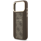 Guess 4G Stripe MagSafe dėklas iPhone 17 Pro Max - rudas -- iPhone 17 Pro Max