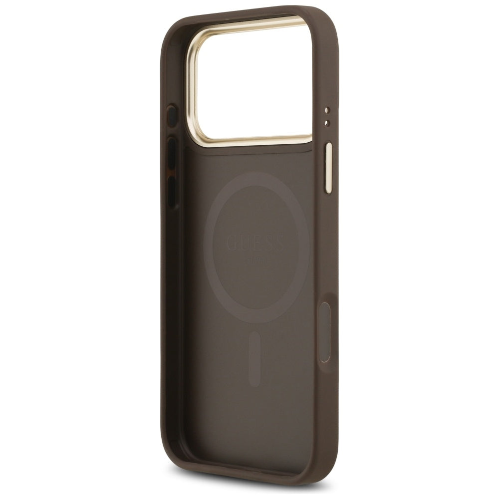 Guess 4G Stripe MagSafe dėklas iPhone 17 Pro Max - rudas -- iPhone 17 Pro Max